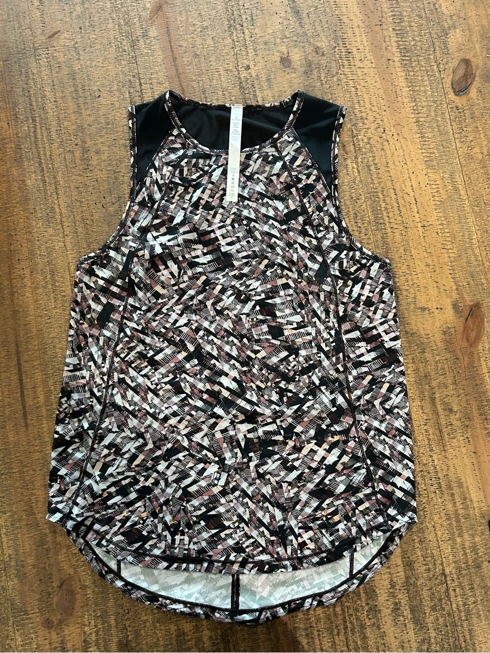 lululemon athletica Black, White & Pink Abstract Active Tank